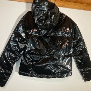 Hollister Black Shiny Puffer Women Jacket XS NW